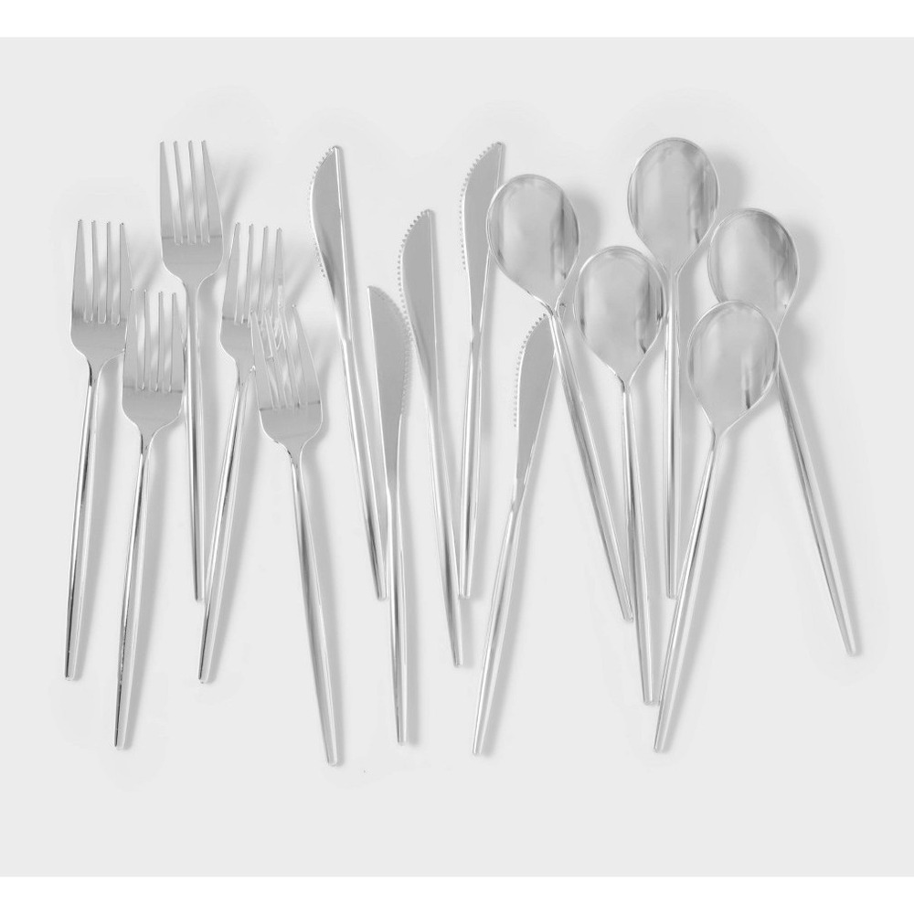 30ct Plastic Cutlery Set Silver - Spritz™